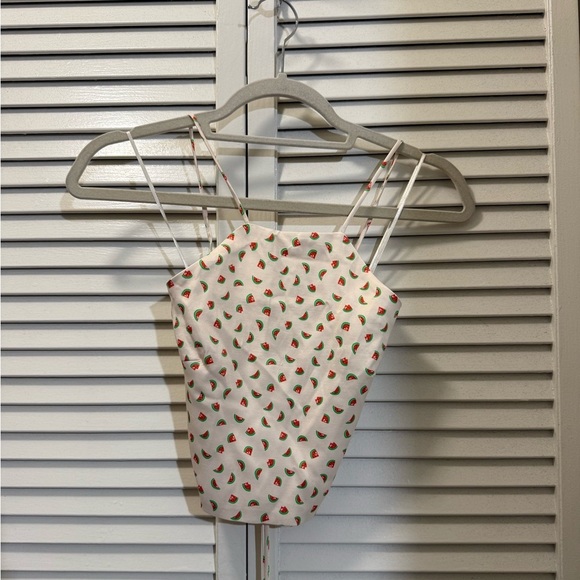 Zara Satin Effect Watermelon Criss Cross Crop Top - Picture 3 of 4